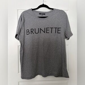 Brunette The Label Gray Tee with Black Tag Detail